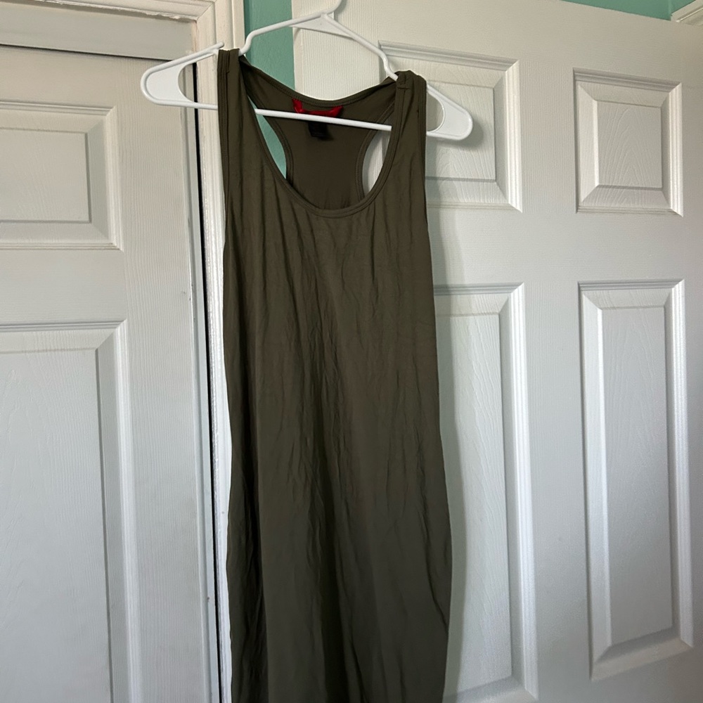 Green mid length dress